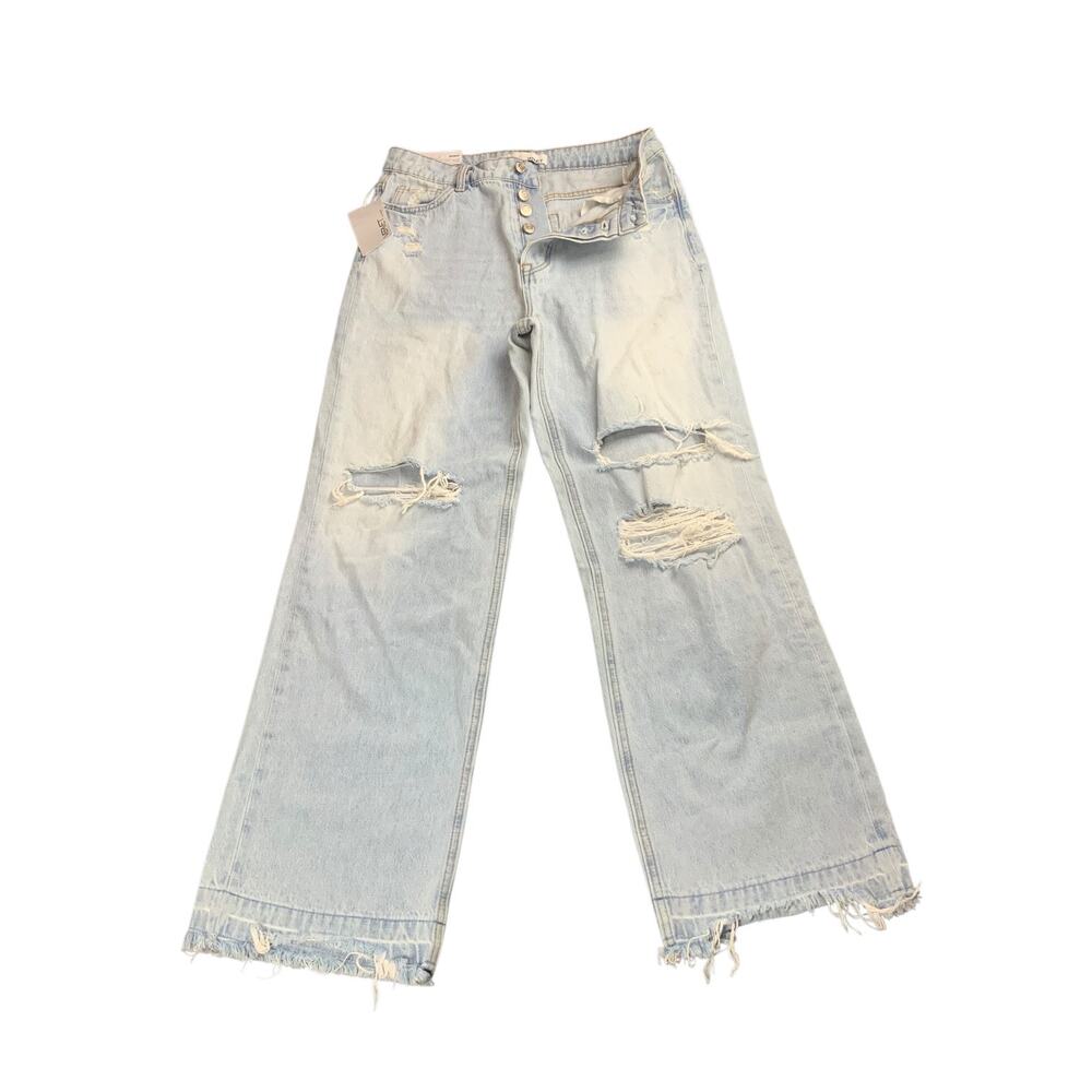 Buckle x Vervet Beverley Super High Rise Straight Jeans Distressed Light Wash 28